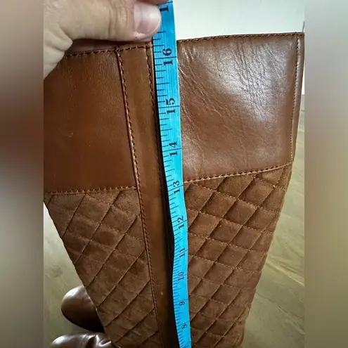 Isaac Mizrahi Cognac Brown Quilted Leather Riding Boots women’s size 9W wide