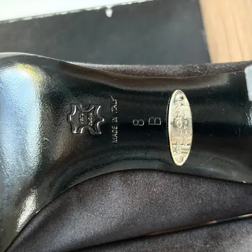 St. John Couture Audrey 8 Black Satin Rhinestone Heels Pointed Toe Stiletto Box