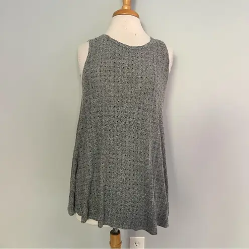 Vocal Gray Sleeveless Beaded Embroidered Tank Top Size XL