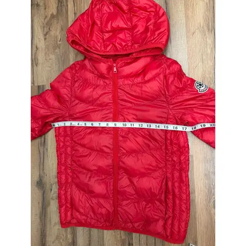 La Babité Red Down Puffer Jacket Hooded Lightweight Warm Coat Women's S Size 4