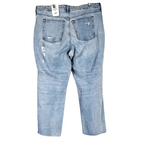 NWT Free Assembly Straight Jeans Womens 18 Short Light Wash High Rise Distressed Blue