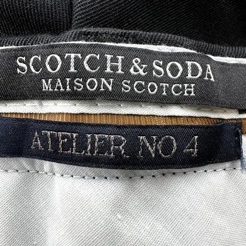Scotch & Soda Atelier No. 4 Tailored Pants Snakeskin Trim Stretch Black XS NWT