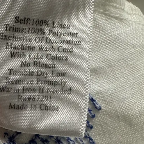 Johnny Was Asymmetrical Blue and White Embroidered Sleeveless Tunic Size M - Image 5