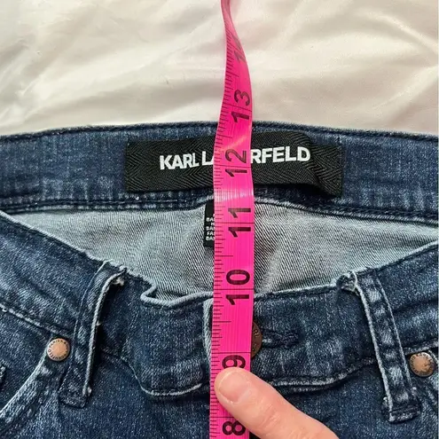 Karl Lagerfeld LIKE NEW Blue Fringe Crop Jeans Size 8