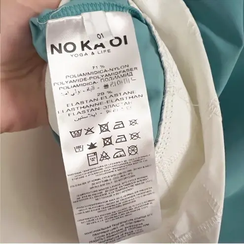 No Ka’OI Yoga Short Sleeve Workout Top Colorblock Racerback Size 1 (Small) Blue