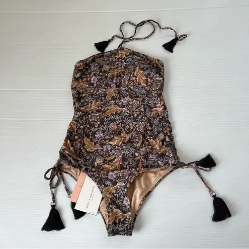 Spell & The Gypsy NWT Oasis Ruched One Piece Swimsuit Nightshade, XS Brown