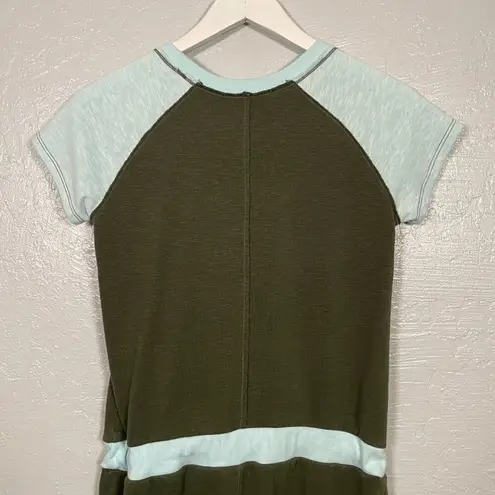 Title Nine Women S Green Blue Dress Colorblock French Terry Pockets Short Sleeve