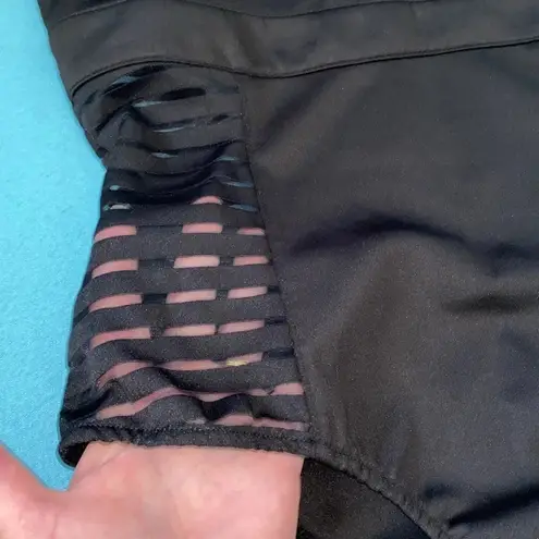 OHYES FASHION choker mock style mesh thong bodysuit zipper back NEW size L Black Size L