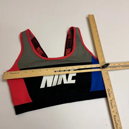 Nike  Sports Bra Womens Large Dri Fit Colorblock Blue Red Gray Distort Classic