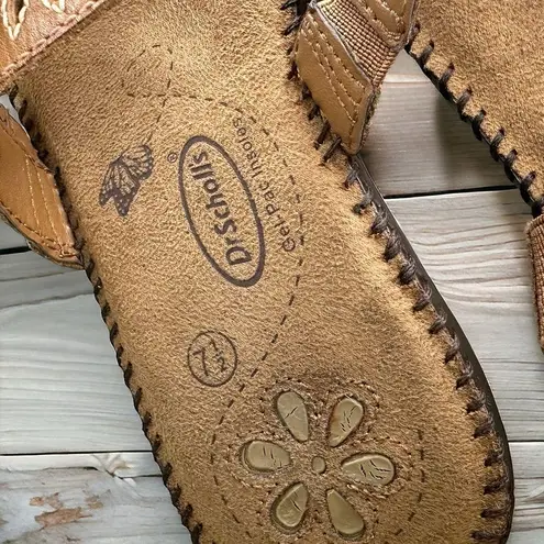 Dr. Scholls  Nealy Tan Leather Upper Embroidered Gel Insole Sandals Womens 7.5