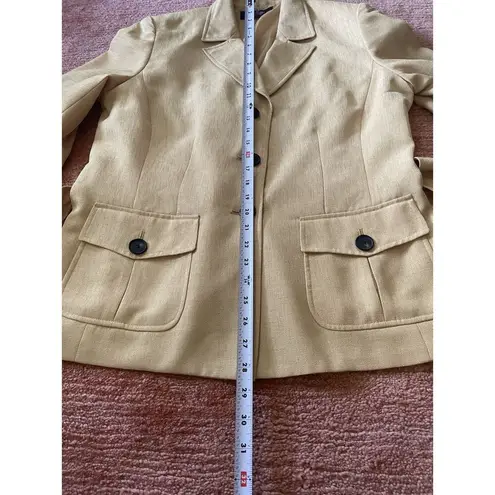 Jones Wear Blazer Jacket Size 14 Women Beige Belted 3 Button Pockets Lined
