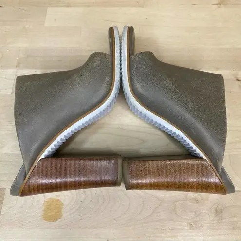 Tibi Bee Storm Leather Peep Toe Heeled Mule Tread Sole 36