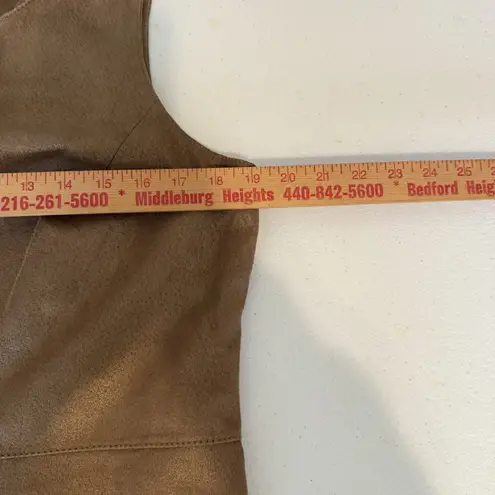 Badgley Mischka "Belle Sleeveless brown Gold Genuine Leather Dress Sz 12 Elegant