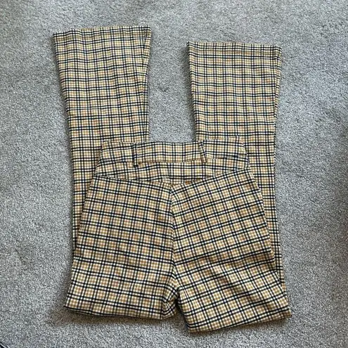 Chocolate USA Yellow Plaid Flare Pants Small