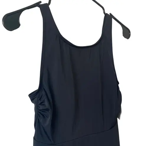 NEW LAND'S END Adjustable Flutter Tankini Top Size XS Black Sporty Modest