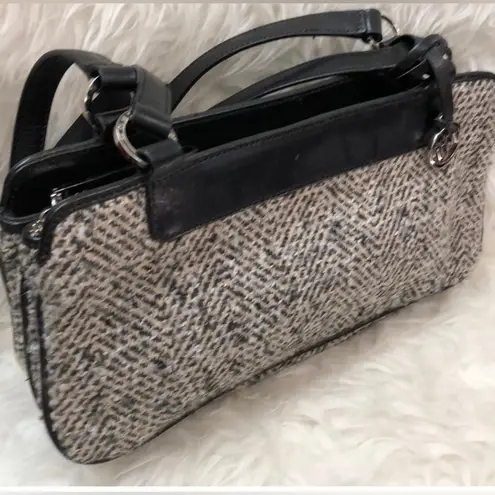 Monsac Tweed & Leather Shoulder Bag F0435 Onyx Y2K Vintage NWT/COA Card Black