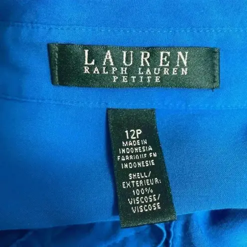 Ralph Lauren Lauren  Petite Royal Blue Dress Button Down Drawstring Size 12 P - Image 5