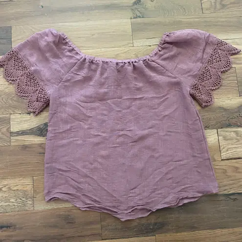 Harvé Benard Boho Lilac Ruffle Blouse Crotchet