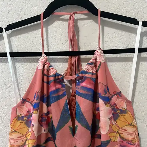 Boston Proper (NWT) Halter Keyhole Tropical Floral Print Maxi Dress, Size XS