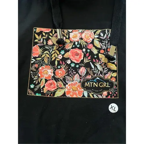 NWT! MTN GRL Wyoming Black Gold Glitter Floral Hoodie Women's XL