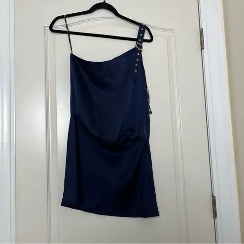 SER.O.YA Davina Satin Mini Dress in Navy Size Small Blue