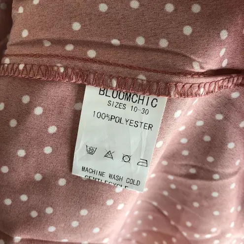 Bloomchic Womens Polka Dot V Neck Ruffle Trim Blouse Watermelon Red 22-24