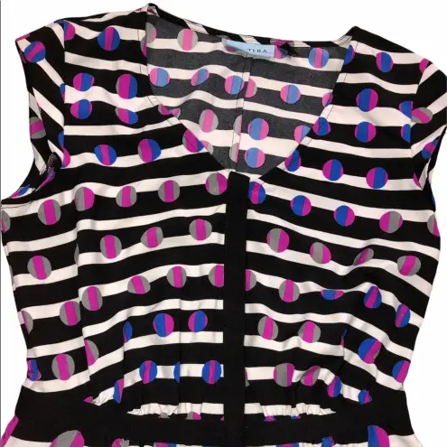 Cynthia Rowley  size 2 black Fun striped & circles party dress