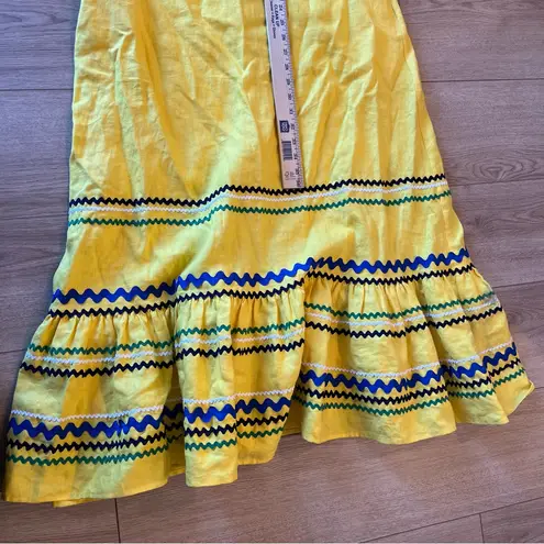 Lisa Marie Fernandez Yellow Linen Ric Rac Sleeveless Maxi Dress Size 1 (2)