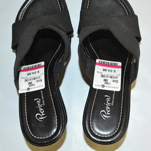 Preview International WOMEN'S LEATHER WEDGE SLIP ONS, 3" HEEL, SIZE 9M, EUC!