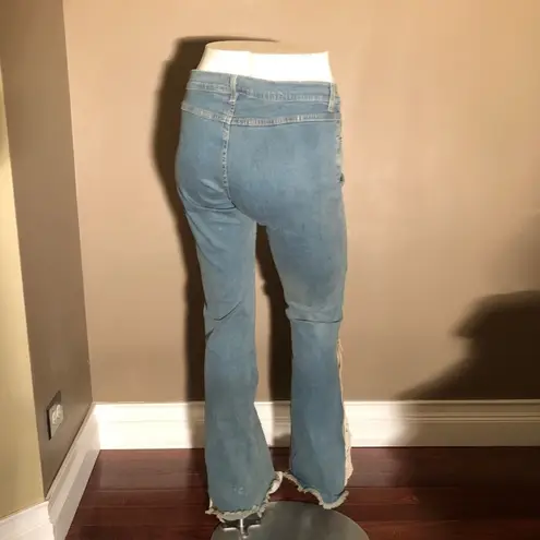 Arden B Flare Jeans W/ Crochet bottoms