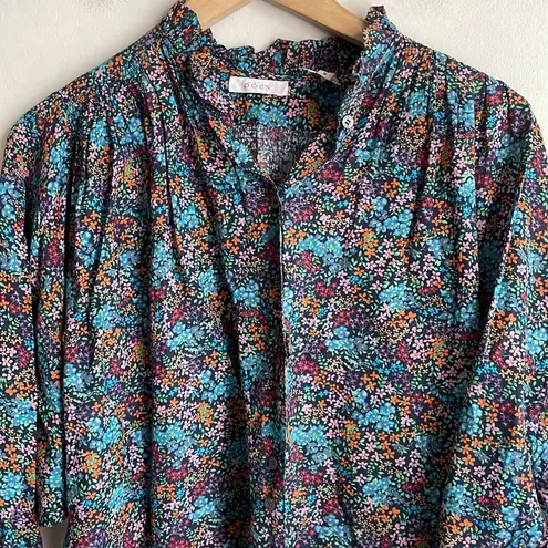 DOEN The Rose Top Navy Lady Bird Floral Print Blue