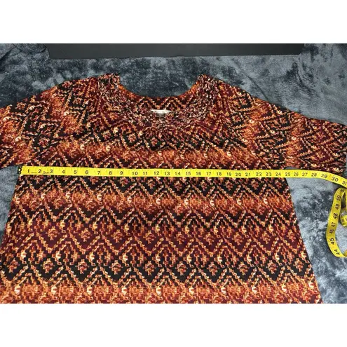 White Stag Women's Green & Orange Paisley 3/4 Sleeve Blouse Size XXL