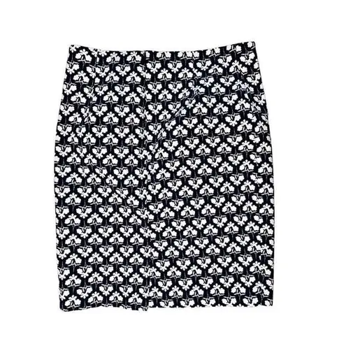 Boden Blue White Floral Petite Pencil Skirt 10P Preppy AOP Business Casual