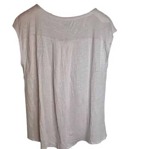 Eileen Fisher  Womens 100% Organic Linen Light Pink Cap Sleeve Top XL Flowy