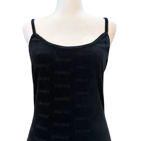 SKIMS Logo Velour Slip Dress in Onyx Black Size Large