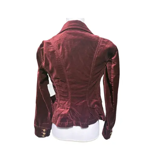 Maeve Anthropologie Velvet Burgundy Blazer Size 6P Petites NWT