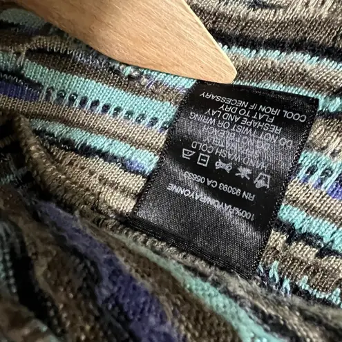 Nie Zoe Striped Knit Vest Cardigan Long Open Front Textured Boho Brown Size M