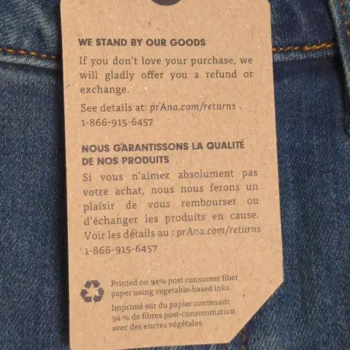 prAna Sienna Jean True Blue Mid-Rise Skinny Stretch Organic 12/31