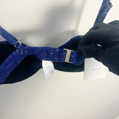 ONIA Womens Dalia Textured Bikini Top Blue Size Medium New