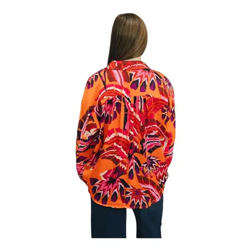 JODIFL  Orange Print Blouse Long Sleeve Button Down Shirt Women Size Medium‎ New thumbnail 3