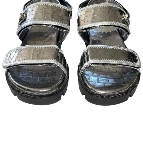 Christian Louboutin NEW  Lock Cool Embossed Dad Sandals 36 Silver