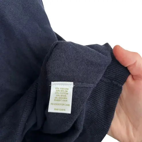 Garnet Hill Navy Blue Gray Wool Angora Blend Sweater Sz XL