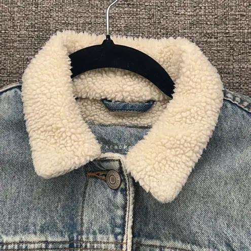 Aeropostale Trucker Jacket Small Y2K Preppy Sherpa Lined Grunge Punk Baddie Blue