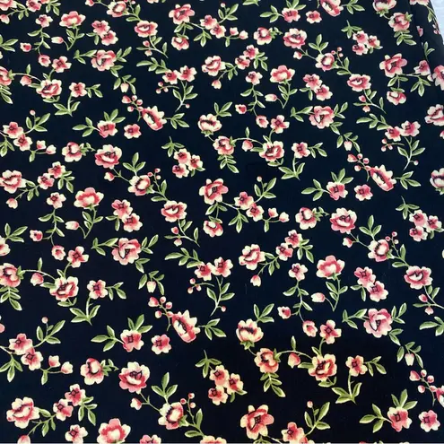 Jantzen Classics Pull On Pants Size 12 Relaxed Printed Lounge Black Floral