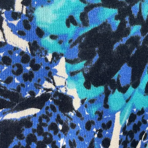 Avenue Women's Cardigan Sweater Blue Bold Print V