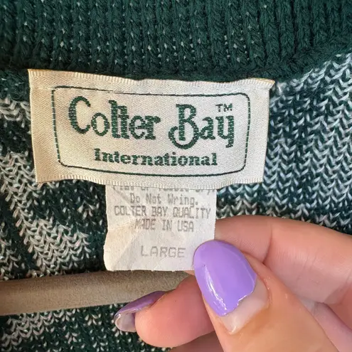 Vintage Green Grandma Cardigan Sweater Knit Floral Garden Cozy Winter Large