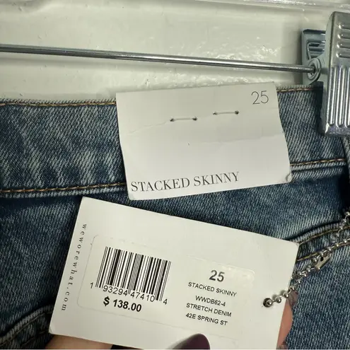 We Wore What x Free People Stacked Skinny Super High Rise Stretch Size 25