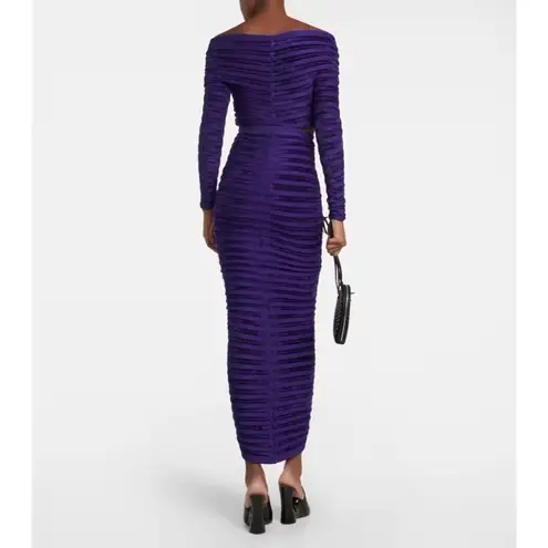 ALAÏA 3d Velvet Top in Ultraviolet 42 New Womens Cropped Knit Blouse Purple Size undefined