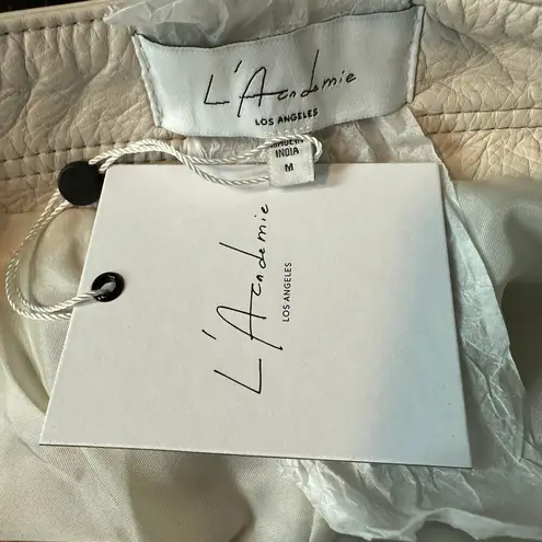 L'Academie L'Academia Off White Leather Pants MEDIUM Tapered Moto Biker Designer $498 NEW