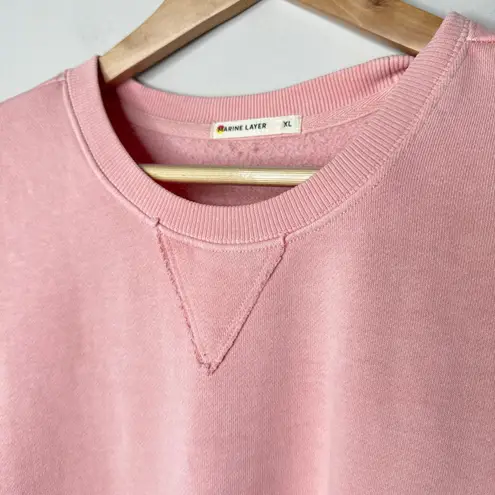 Marine layer Womens Sweatshirt Dress XL Seashell Pink 3/4 Sleeve Raw Hem Pockets